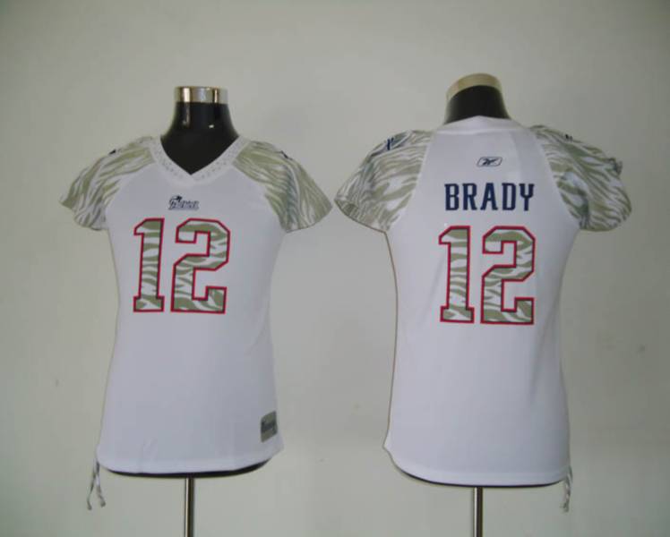 Patriots #12 Tom Brady White Women's Zebra Field Flirt Stitched NFL Jersey
